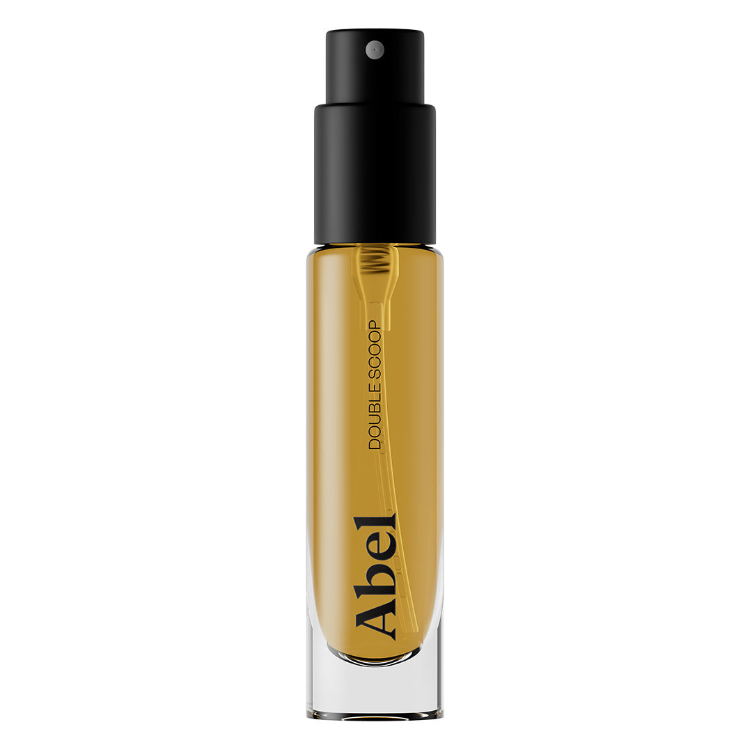 Abel | Double Scoop 6 ml | Product Image - travel spray with a black cap on a white background