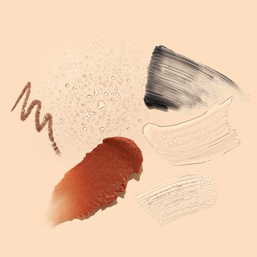 Beauty Heroes | Limited Edition Fall Makeup Discovery | Swatches Image - product swatches on a peach background