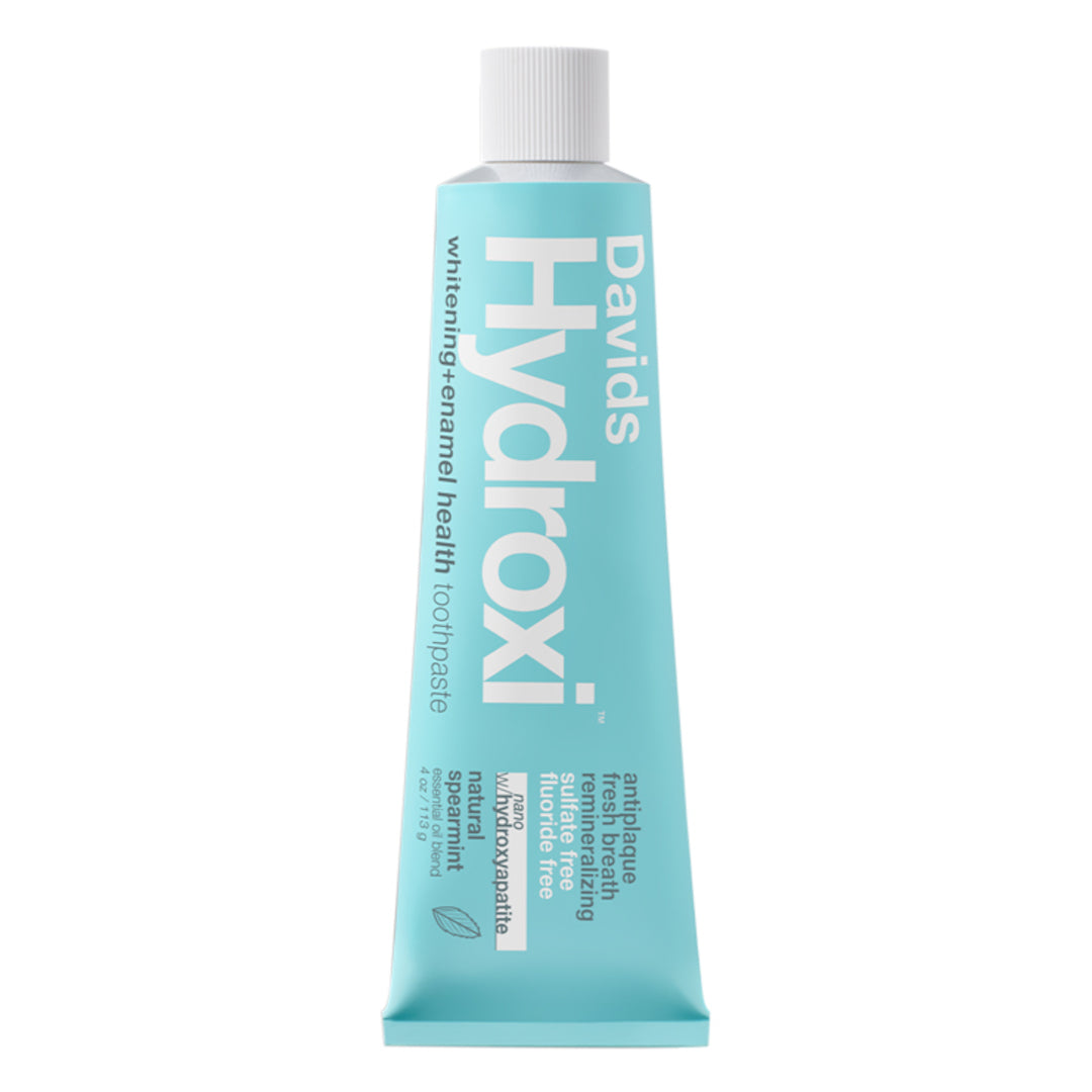 Davids | Hydroxi™ Whitening + Enamel Health Toothpaste - Spearmint | Product Image - blue toothpaste tube on a clean white background