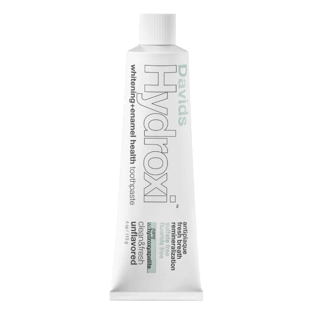 Davids | Hydroxi™ Whitening + Enamel Health Toothpaste Unflavored | Product Image - white tube on a white background
