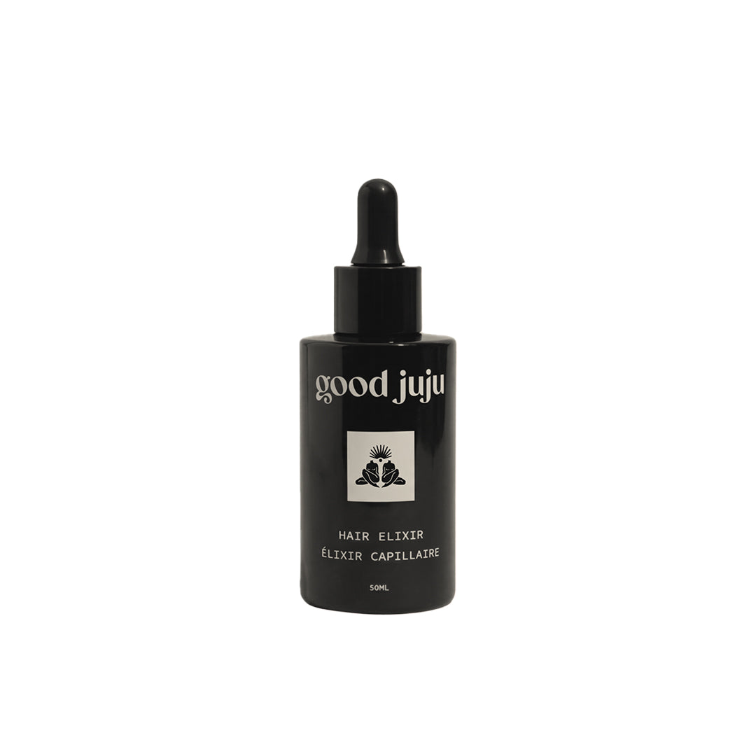 Good Juju | Hair Elixir | Product Image - black dropper bottle shown on a white background