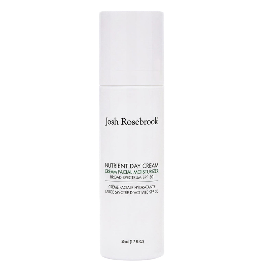 Josh Rosebrook | Nutrient Day Cream with SPF 30 50 ml | Product Image - bottle with black and green text on a white background