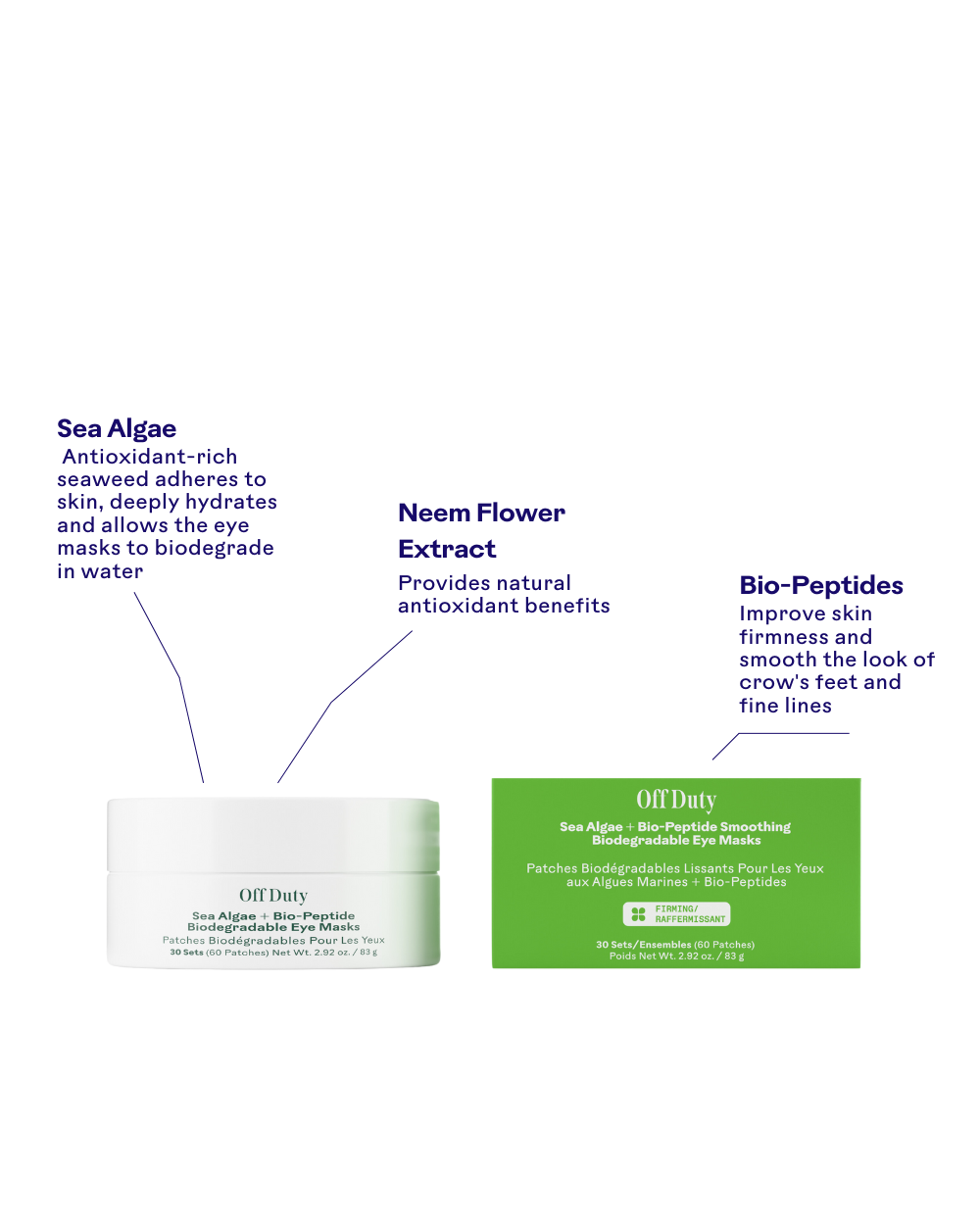 OffDuty Sea Algae + Bio-Peptide Smoothing Biodegradable Eye Masks