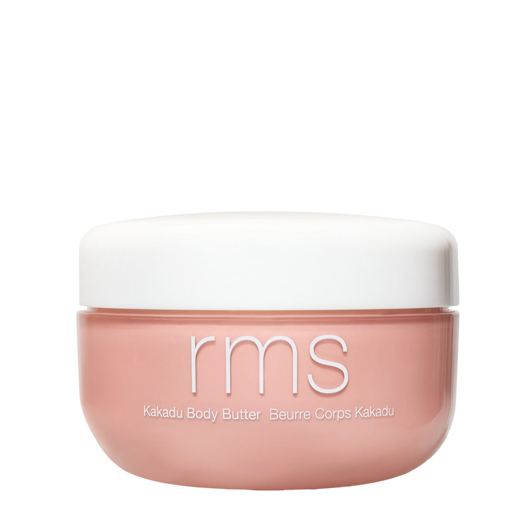 RMS Beauty | Kakadu Body Butter | Product Image - pink jar with a white lid on a white background
