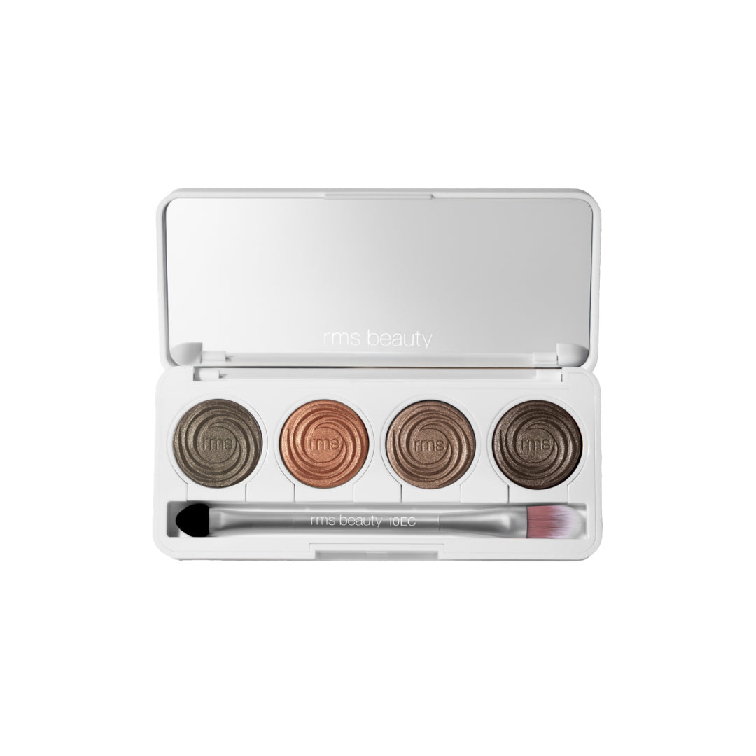 RMS Beauty | ReDimension Hydra Eyes Quartet - Celestial Dream Pack | Product Image - eyeshadow palette with dual-ended applicator on a white background