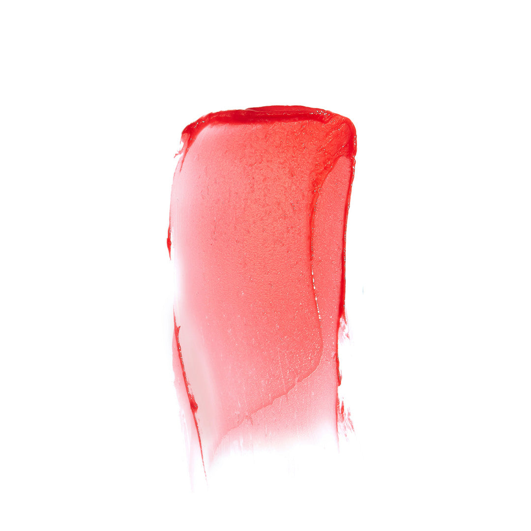 RMS Beauty | Tinted Daily Lip Balm | Crimson Lane Swatch Image - sheer vibrant red lip oil swatch on a white background