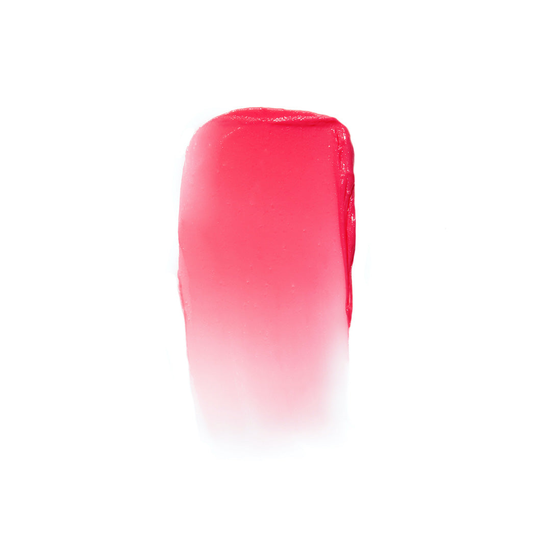RMS Beauty | Tinted Daily Lip Balm | Peacock Lane Swatch Image - vibrant hibiscus pink lip oil swatch on a white background