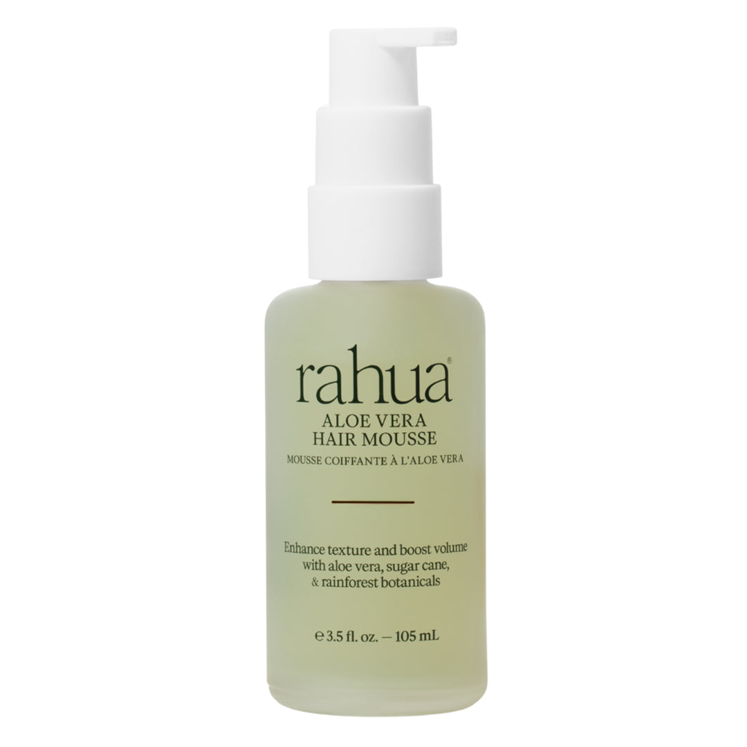 Rahua | Aloe Vera Hair Mousse | Product Image - bottle with a white foaming pump, displayed against a white background