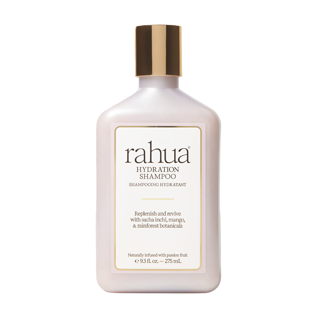 Rahua | Hydration Shampoo | Product Image - bottle with a metallic gold cap, displayed against a white background