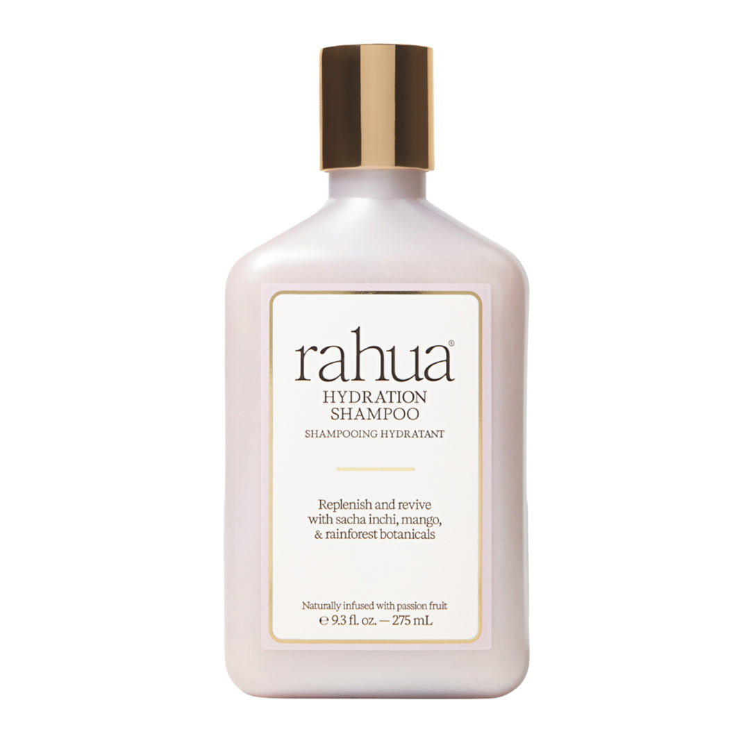 Rahua | Hydration Shampoo | Product Image - bottle with a metallic gold cap, displayed against a white background