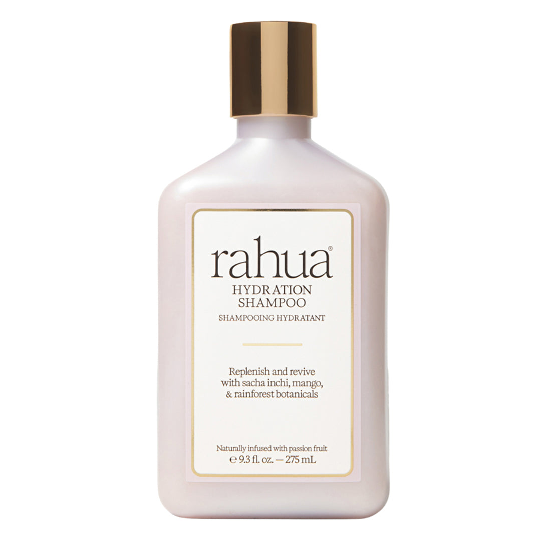 Rahua | Hydration Shampoo | Product Image - bottle with a metallic gold cap, displayed against a white background