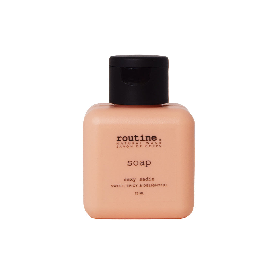 Routine | Natural Hand & Body Wash
- Sexy Sadie | Travel Mini Product Image - mini bottle with black cap shown on a white background
