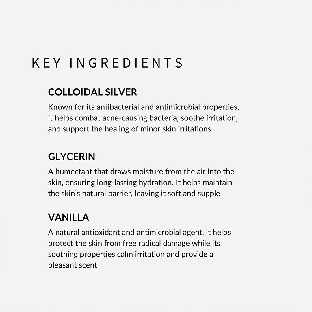withSimplicity | Facial Mist + Setting Spray | Key Ingredients - spray key ingredients on a light background