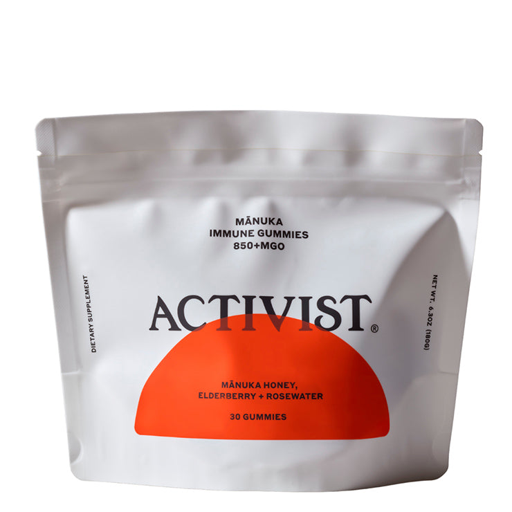 Activist Mānuka | Immune Gummies 850+ MGO | Product Image - white pouch with orange label on a white background