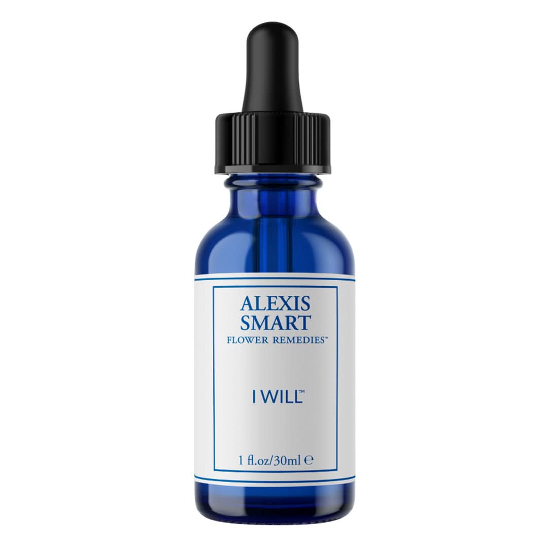 Alexis Smart | I Will | Product Image - blue glass dropper bottle on a white background