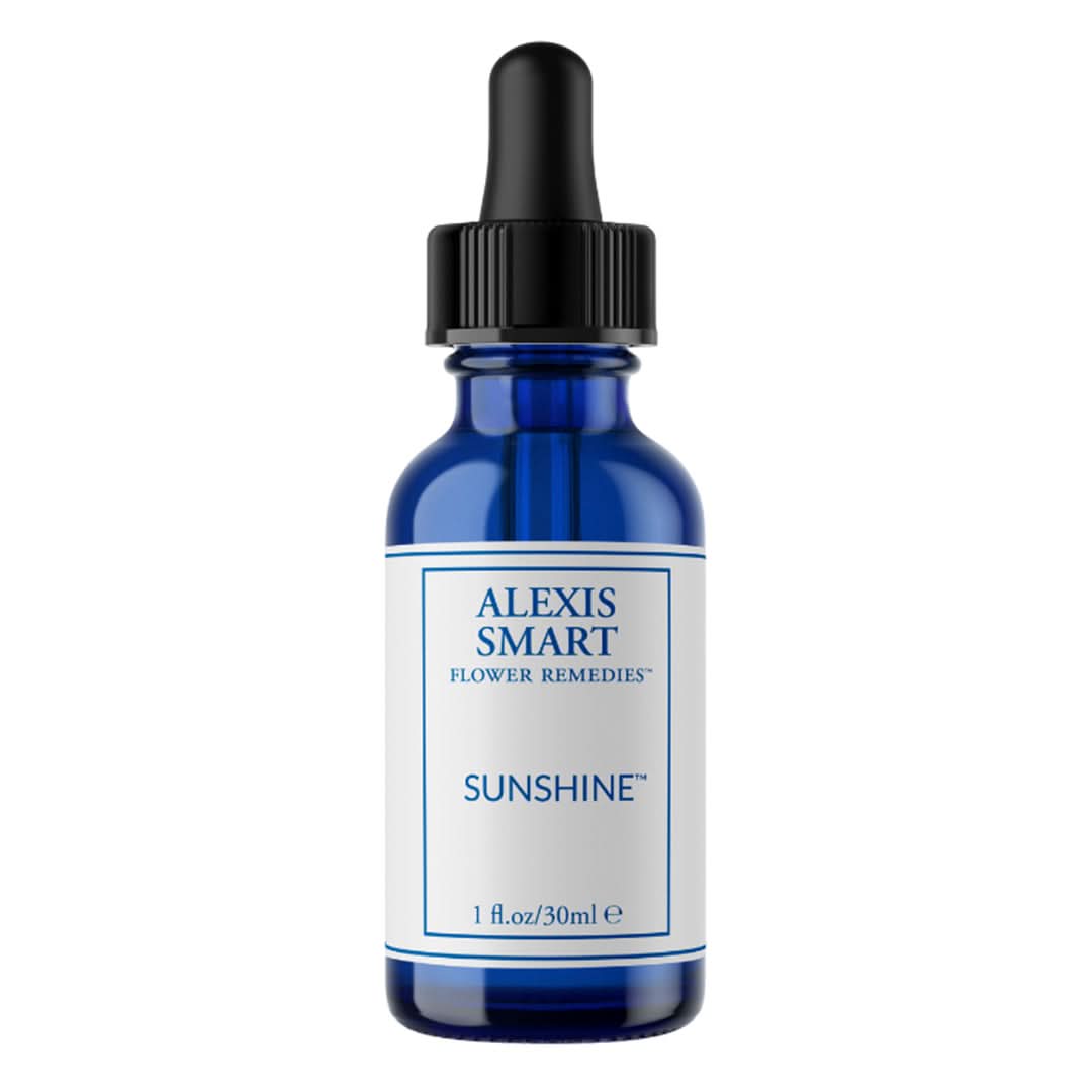 Alexis Smart | Sunshine | Product Image - blue glass dropper bottle on a white background