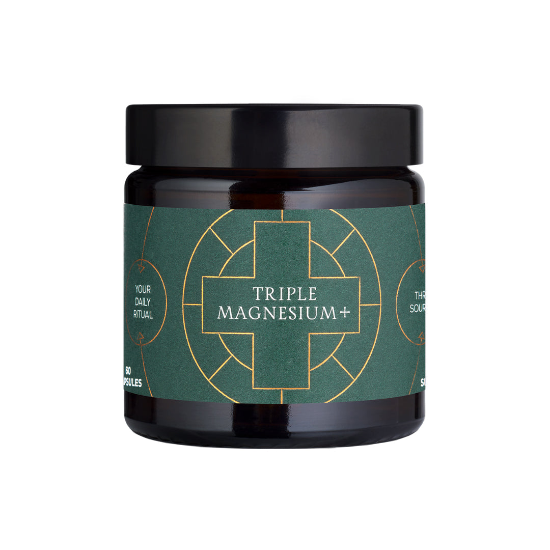 Ancient + Brave | Triple Magnesium+ Capsules | Product Image - brown jar on a white background