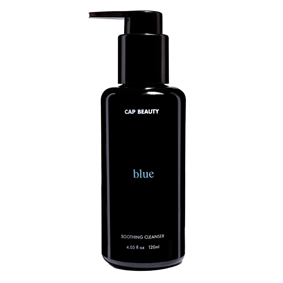 CAP Beauty | Blue | Product Image - black pump bottle on a white background
