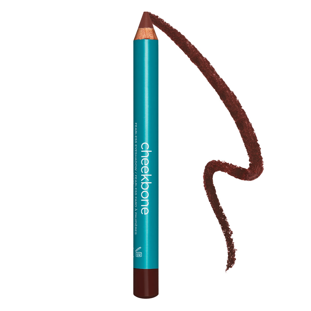 Cheekbone Beauty | Fearless Eyeshadow Plum | Product Image - eyeshadow pencil with a deep plum swatch on a white background