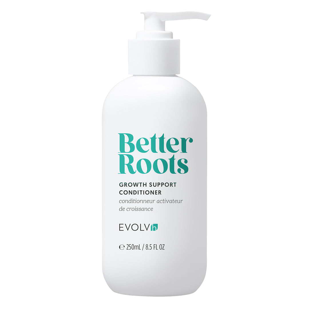 EVOLVh | Better Roots Growth Support Conditioner | Product Image - white pump bottle on a white background