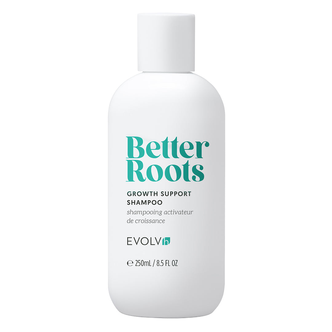 EVOLVh | Better Roots Growth Support Shampoo | Product Image - white bottle on a white background