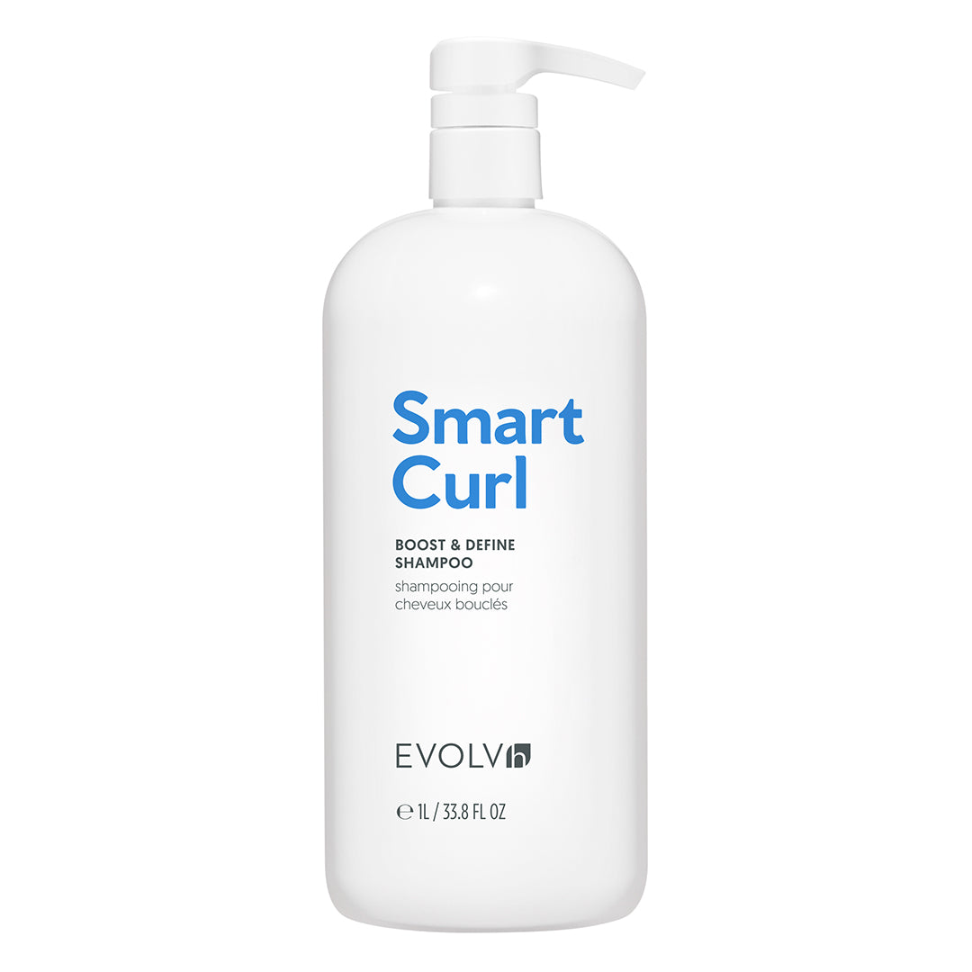 EVOLVh | SmartCurl Boost & Define Shampoo 1L | Product Image - white shampoo bottle on a white background