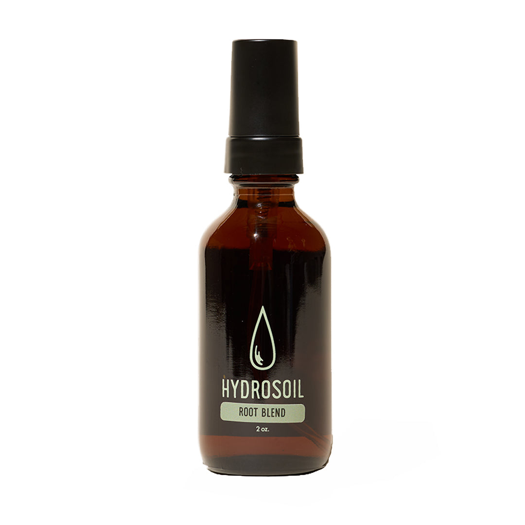 Hydrosoil | Root Blend Mist 2 oz | Product Image - spray bottle with amber glass packaging on a white background