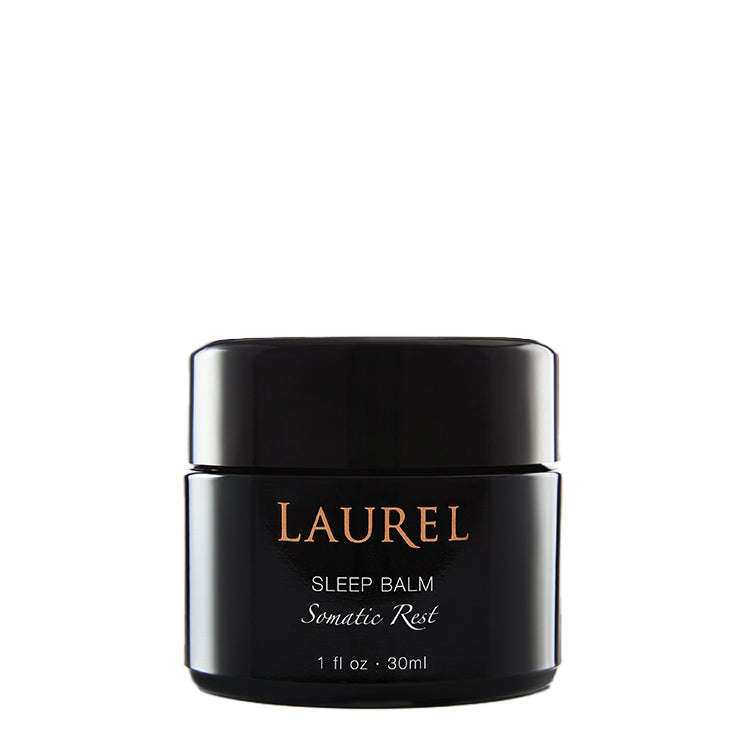 Laurel Skin | Sleep Balm Somatic Rest | Product Image - black balm jar on a white background