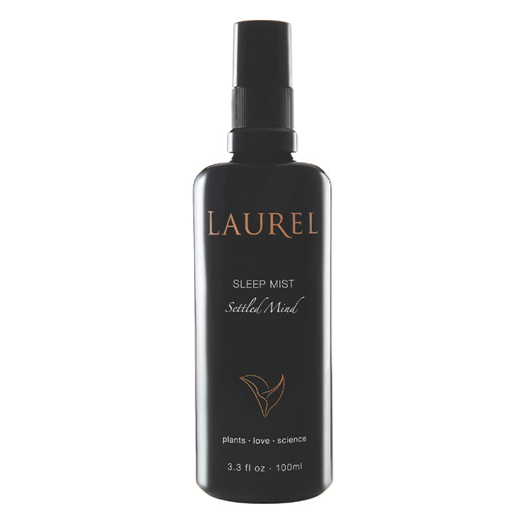 Laurel Skin | Sleep Mist Settled Mind | Product Image - black mist spray bottle on a white background
