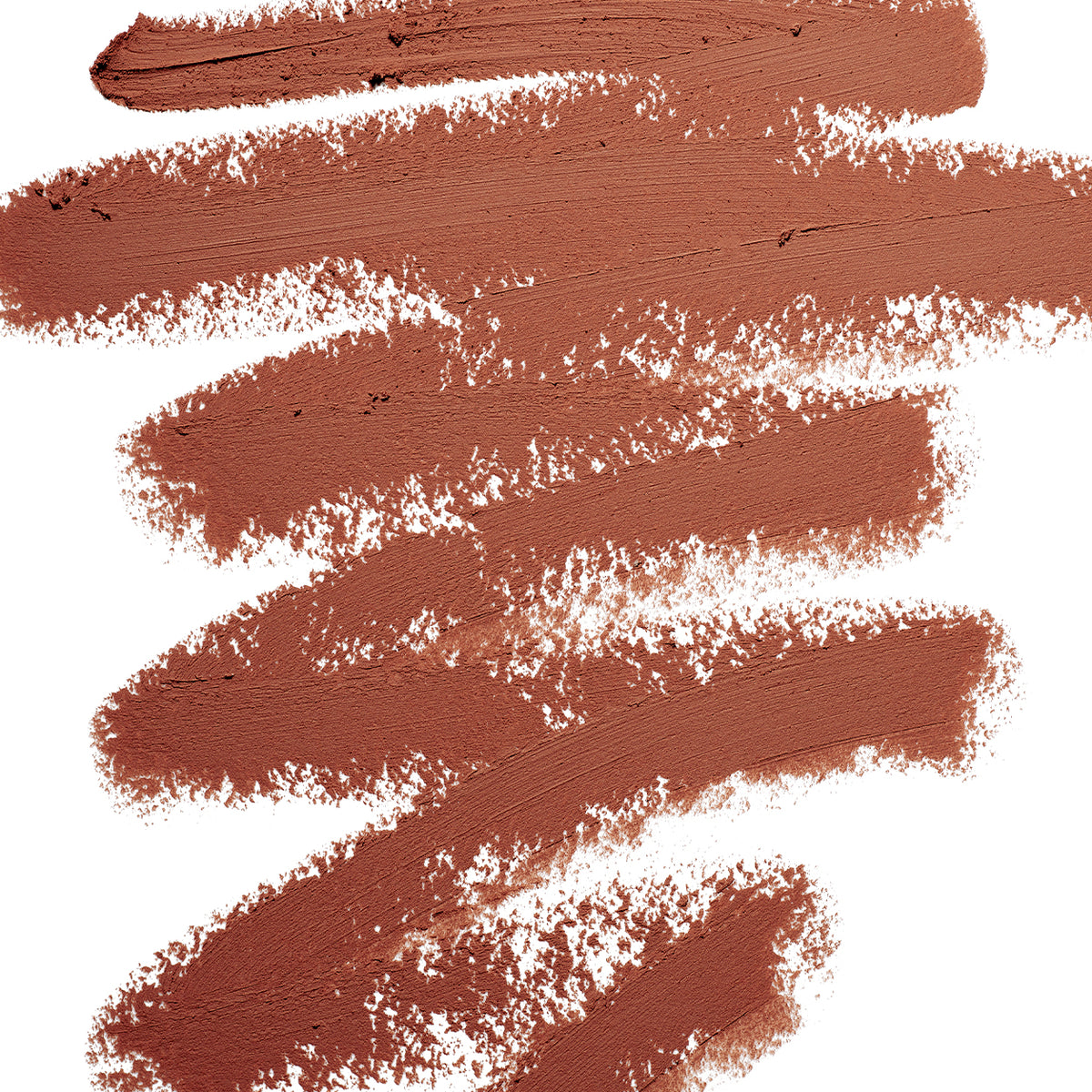 Manasi 7 | Eye and Lip Definer | Arenito Swatch Image - warm terracotta-brown pigment applied in bold, overlapping strokes on a white background, with a dense, creamy texture and softly textured edges