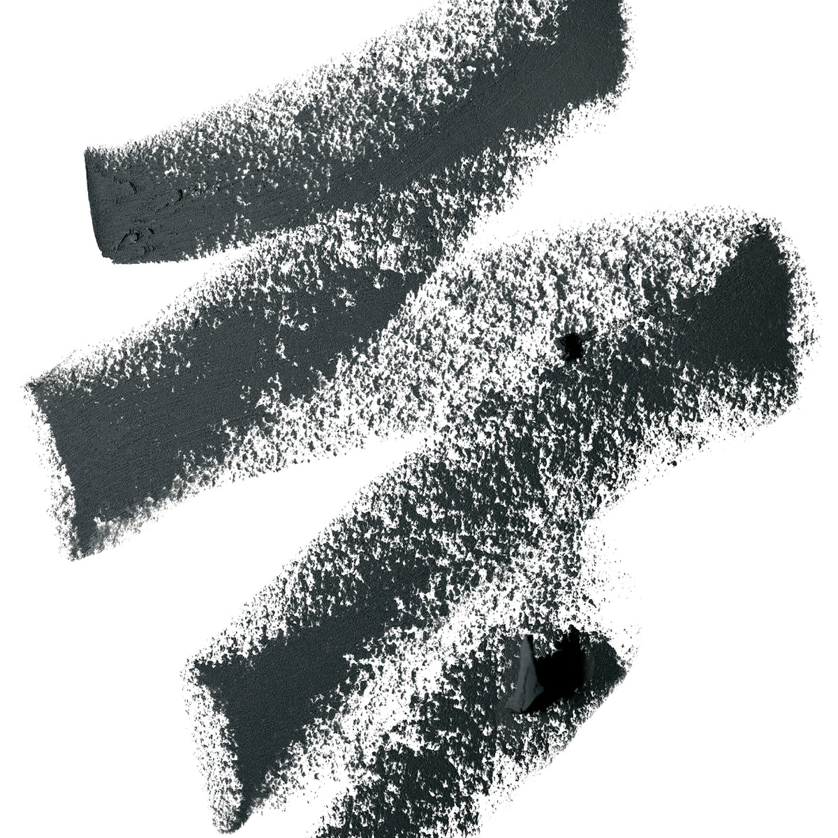 Manasi 7 | Eye and Lip Definer | Pizarra Swatch Image - deep charcoal-black pigment applied in bold, overlapping strokes on a white background, with a matte finish and textured edges