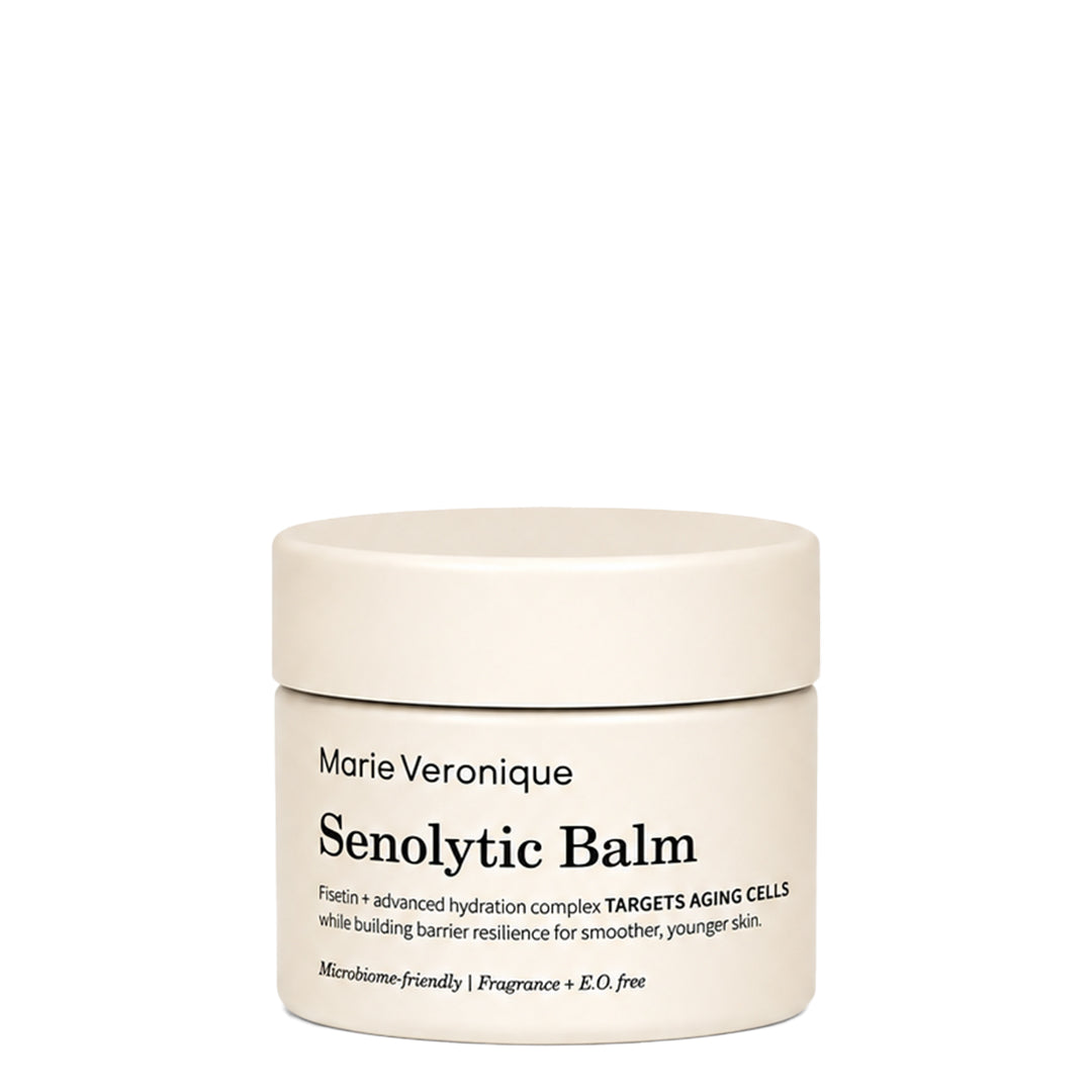 Marie Veronique | Senolytic Balm  Product Image - cream-colored jar on a white background