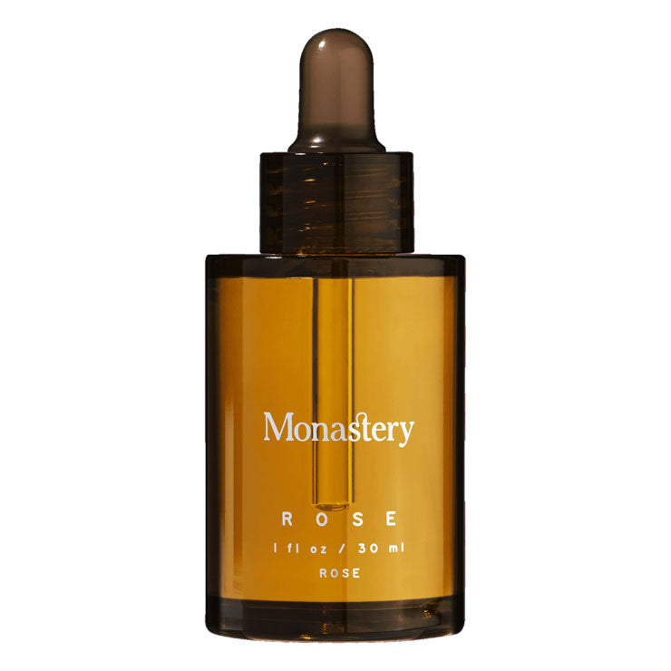 Monastery | Rose Cleansing Oil | Amber bottle on white background