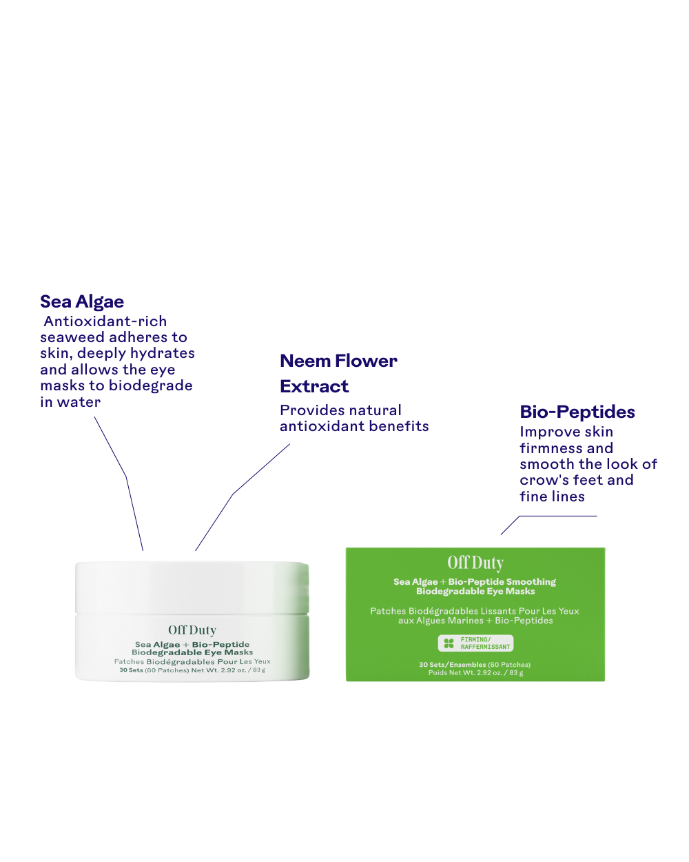 Off Duty Sea Algae + Bio-Peptide Smoothing Biodegradable Eye Masks