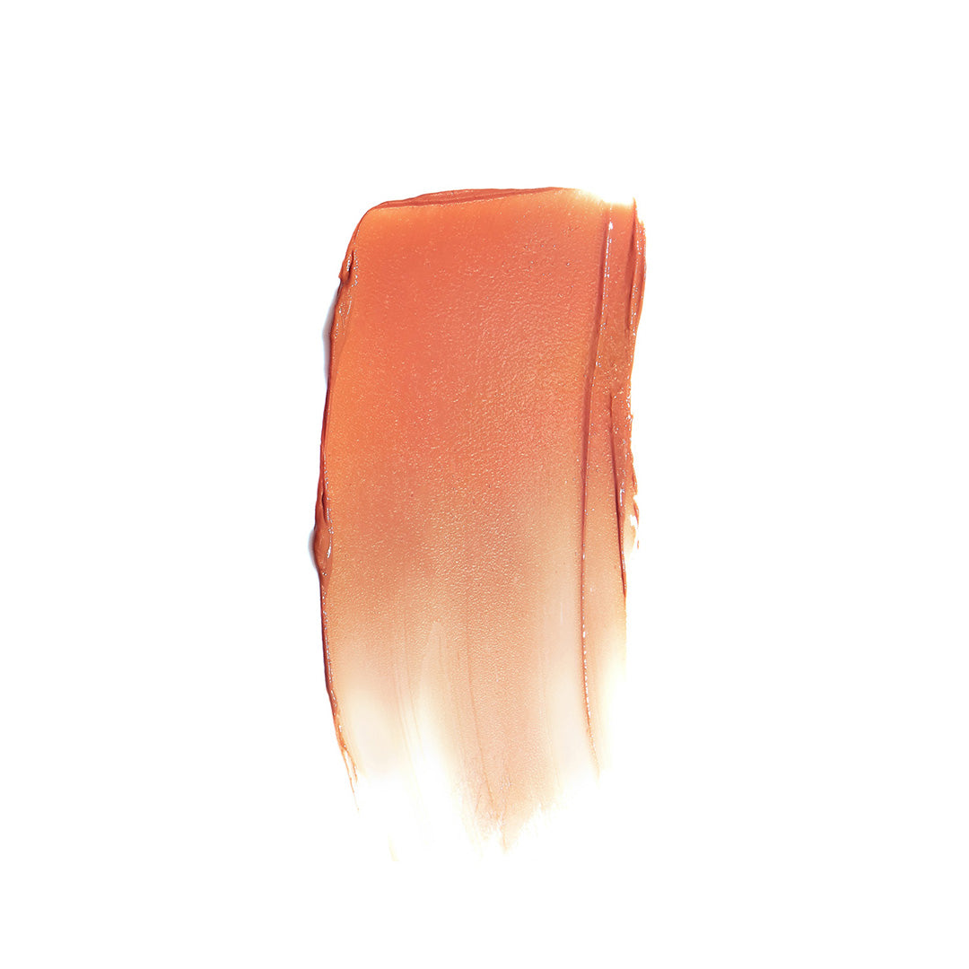 RMS Beauty | Tinted Daily Lip Balm | Penny Lane Swatch Image - neutral caramel brown lip oil swatch on a white background 
