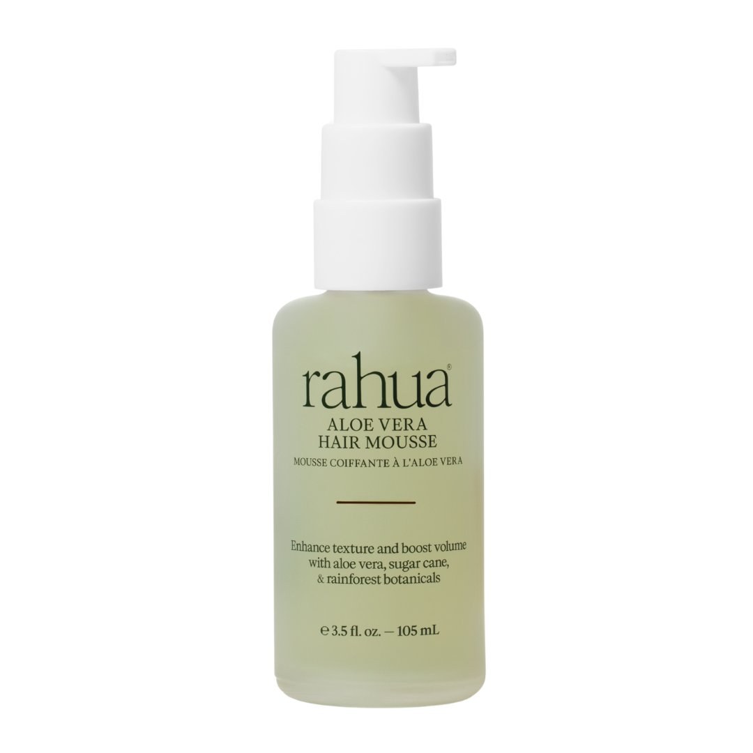 Rahua | Aloe Vera Hair Mousse | Product Image - bottle with a white foaming pump, displayed against a white background