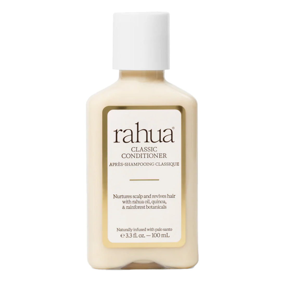 Rahua | Classic Conditioner 100 ml | Product Image - clear bottle filled with cream-colored conditioner and a white cap on a white background