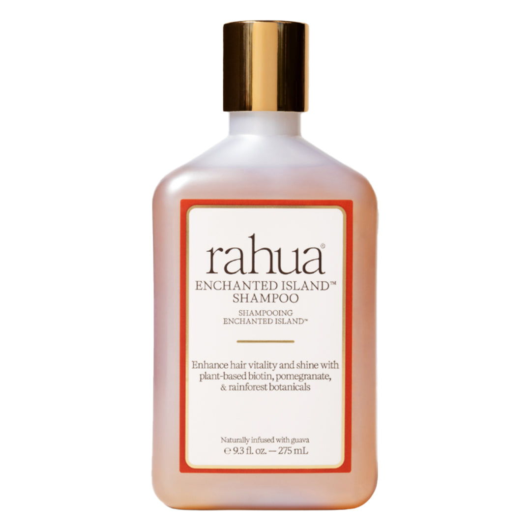 Rahua | Enchanted Island Shampoo | Product Image - shampoo bottle with a gold cap on a white background