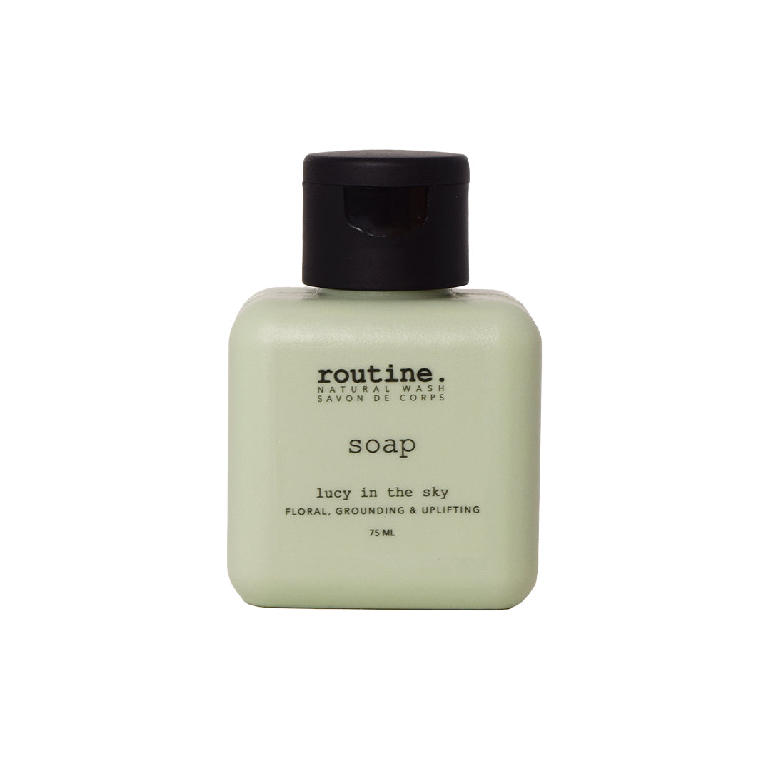 Routine | Natural Hand & Body Wash
 - Lucy in the Sky | Travel Mini Product Image - mini bottle with black cap shown on a white background