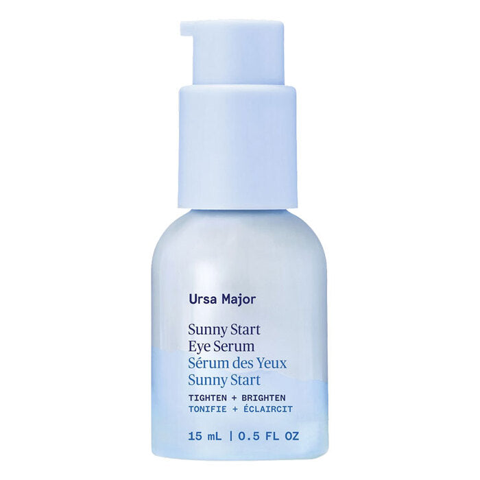 Ursa Major | Sunny Start Eye Serum | Product Image - light blue pump bottle on a white background