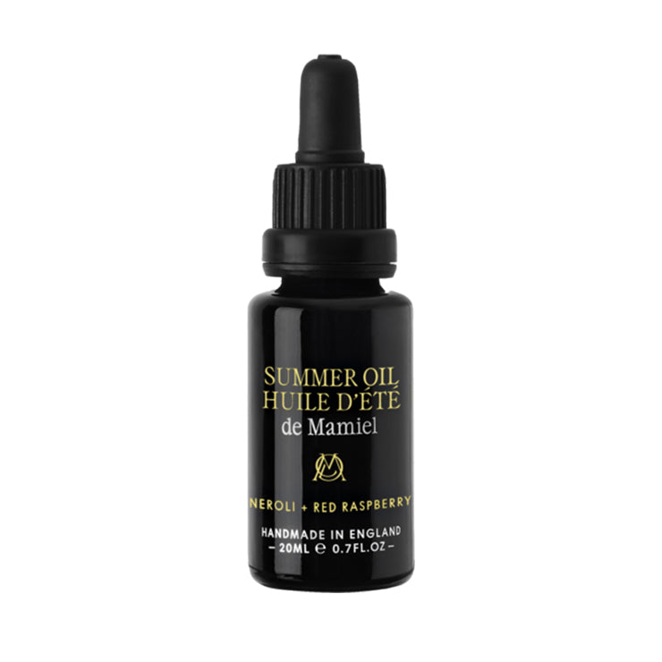 de Mamiel | Summer Facial Oil | Product Image - Oil dropper bottle on a white background