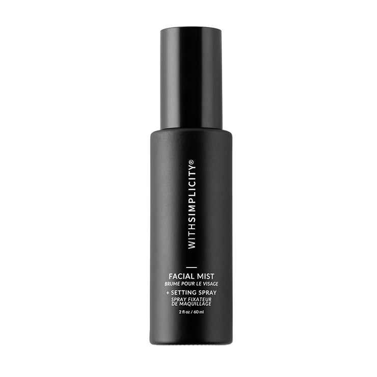 withSimplicity | Facial Mist + Setting Spray | Product Image - black bottle on a white background